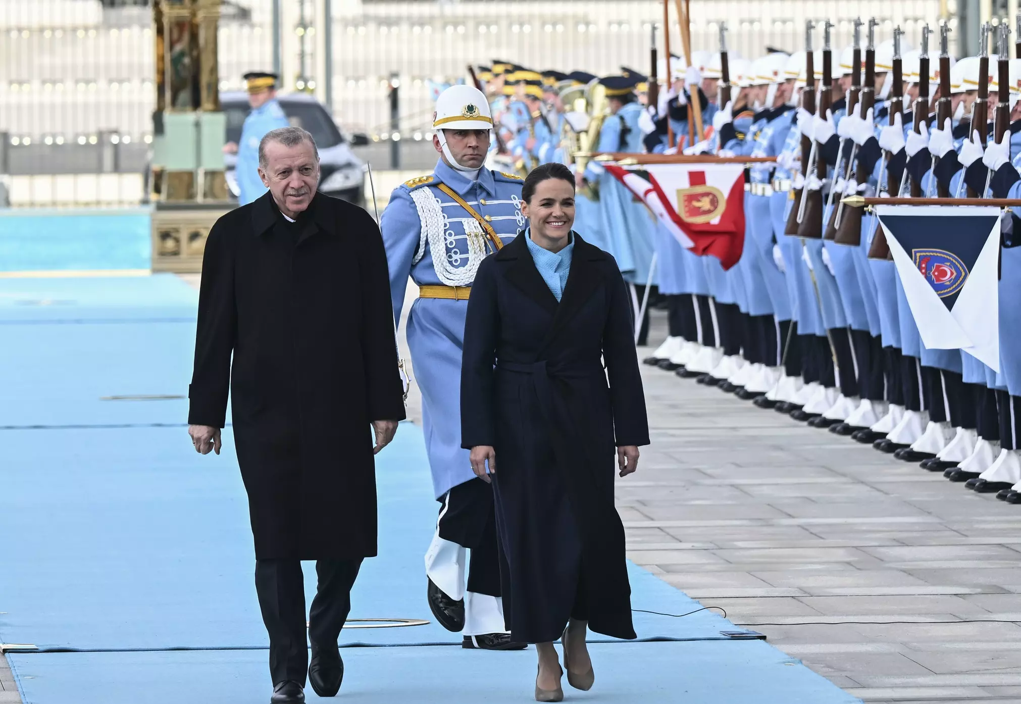 Cumhurbaşkanımız Erdoğan, Macaristan Cumhurbaşkanı Novak'ı resmi törenle karşıladı